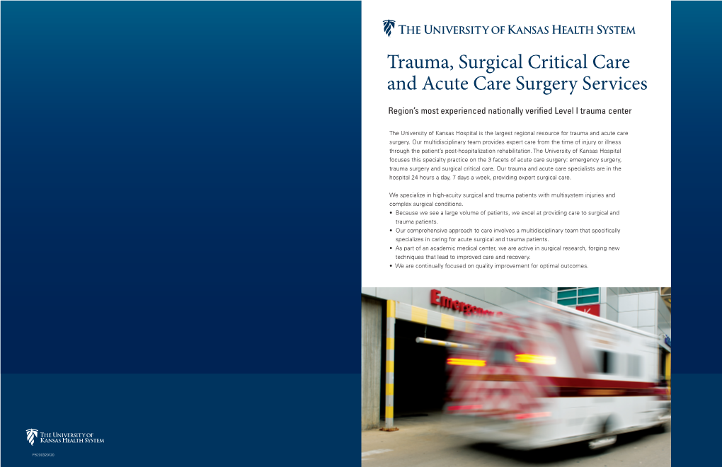 Trauma, Surgical Critical Care and Acute Care Surgery Services