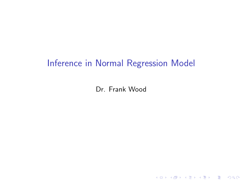 Inference in Normal Regression Model