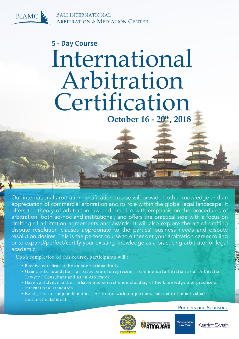 5 Day Course International Arbitration Certification Updated 2