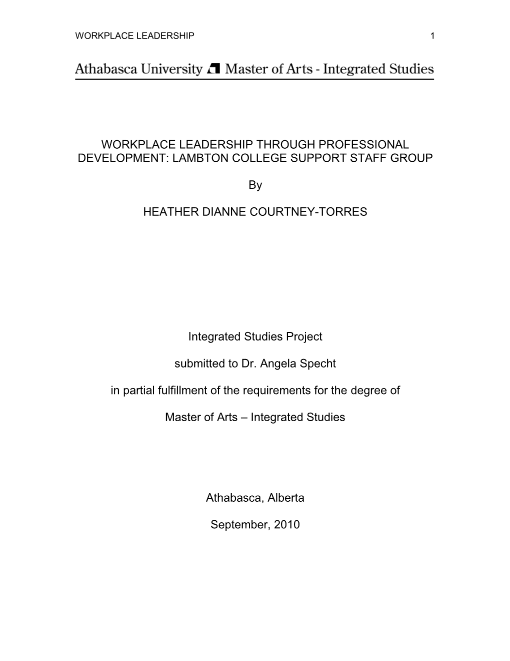 Workplace Leadership Through Professional Development: Lambton College Support Staff Group