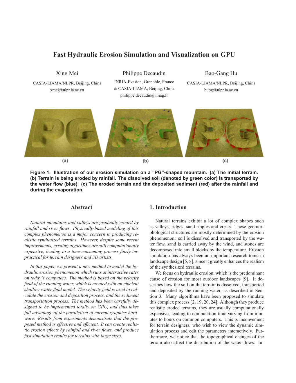 Fast Hydraulic Erosion Simulation and Visualization on GPU