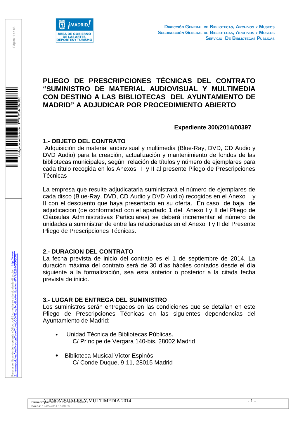 Pliego De Prescripciones Técnicas Del Contrato