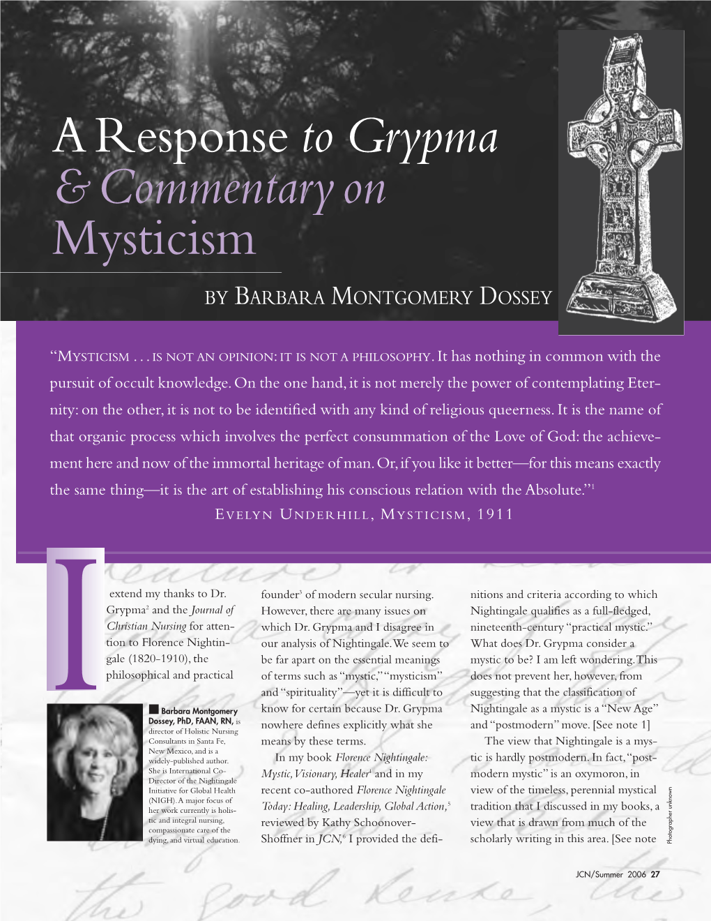 A Response to Grypma & Commentary on Mysticism