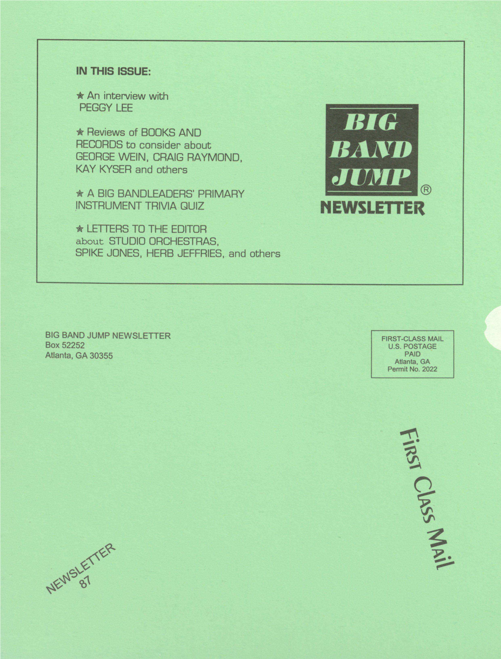 BIG BANDLEADERS’ PRIMARY INSTRUMENT TRIVIA QUIZ NEWSLETTER ★ LETTERS to the EDITOR About STUDIO ORCHESTRAS, SPIKE JONES, HERB JEFFRIES, and Others