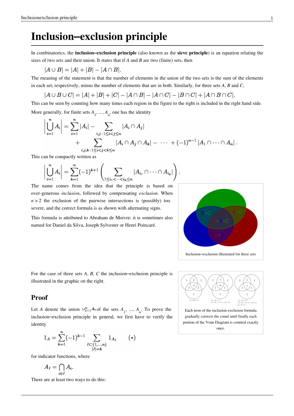 Inclusion‒Exclusion Principle