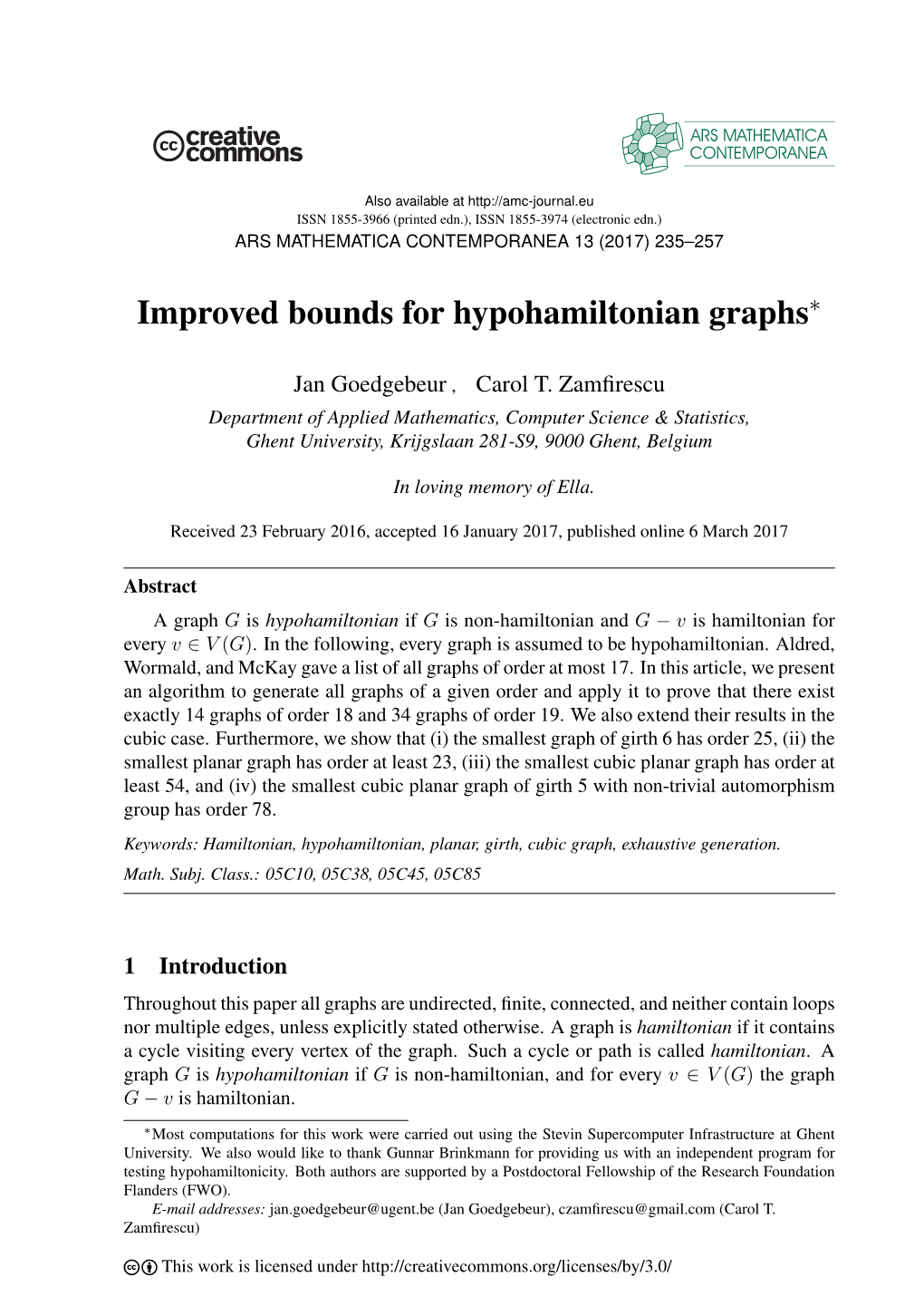 Improved Bounds for Hypohamiltonian Graphs∗