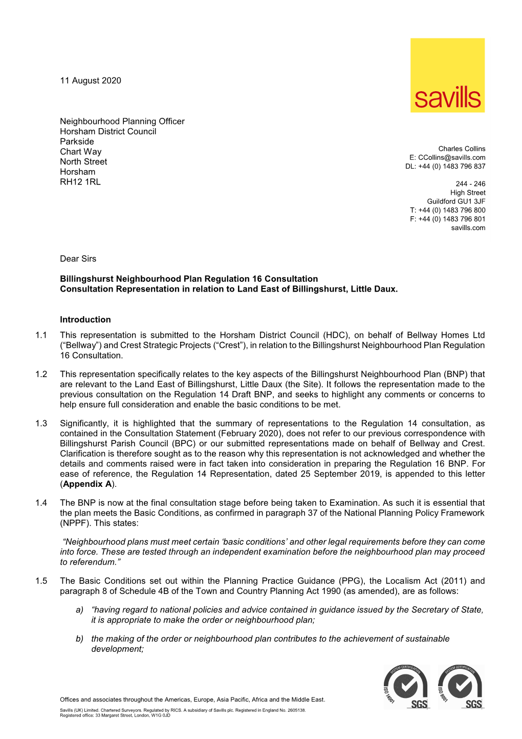 11 August 2020 Neighbourhood Planning Officer Horsham District