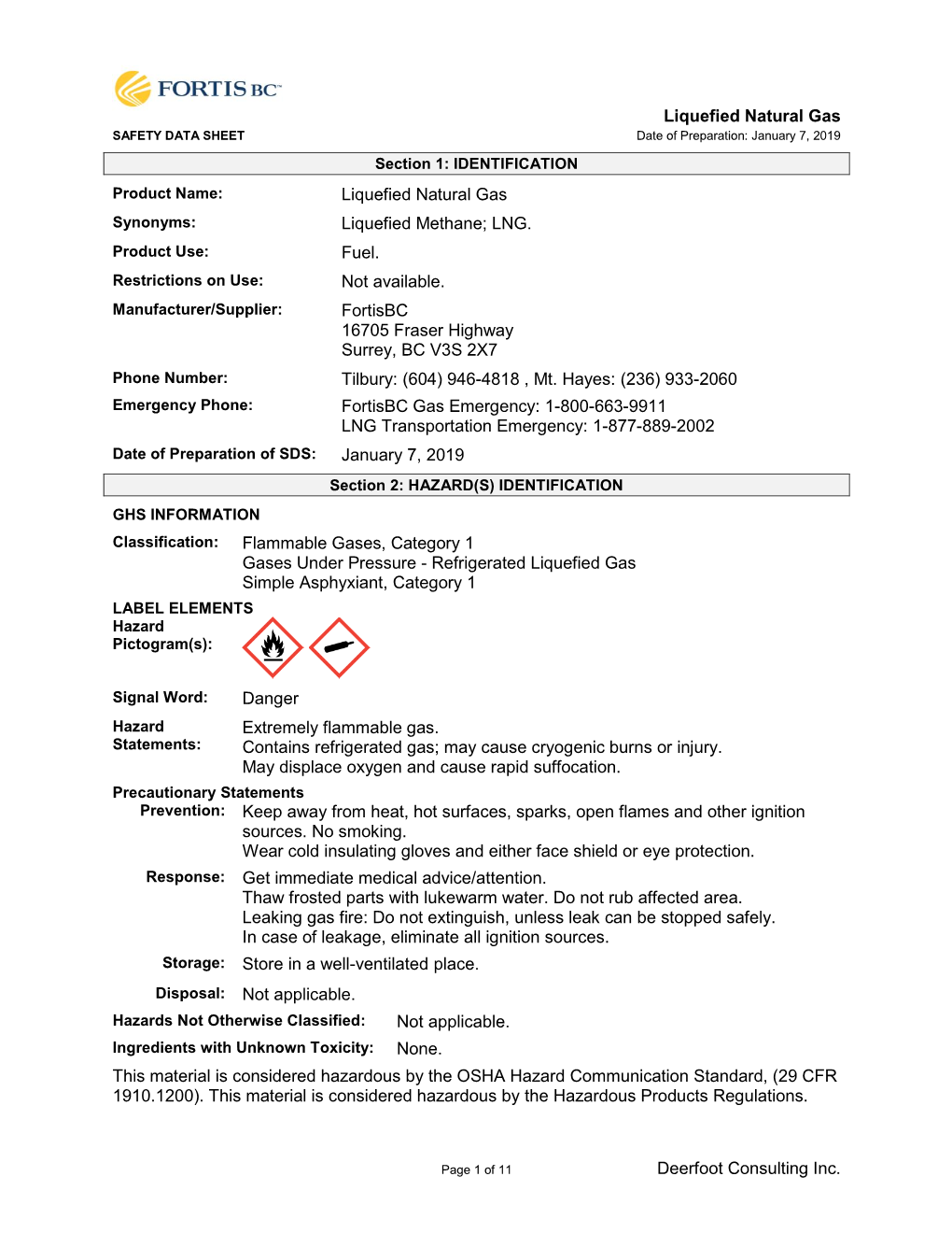 Liquefied Natural Gas Deerfoot Consulting Inc. Liquefied Natural Gas Liquefied Methane; LNG. Fuel. Not Available. Fortisbc 16705