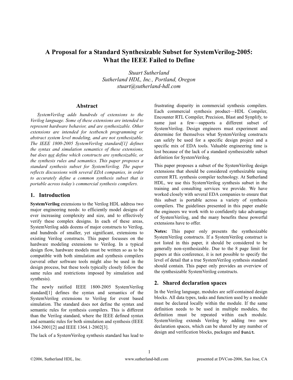 A Proposal for a Standard Systemverilog Synthesis Subset