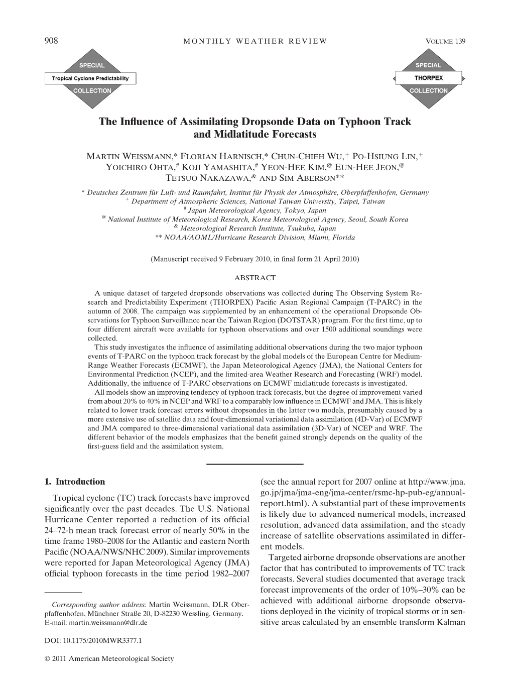 The Influence of Assimilating Dropsonde Data on Typhoon Track