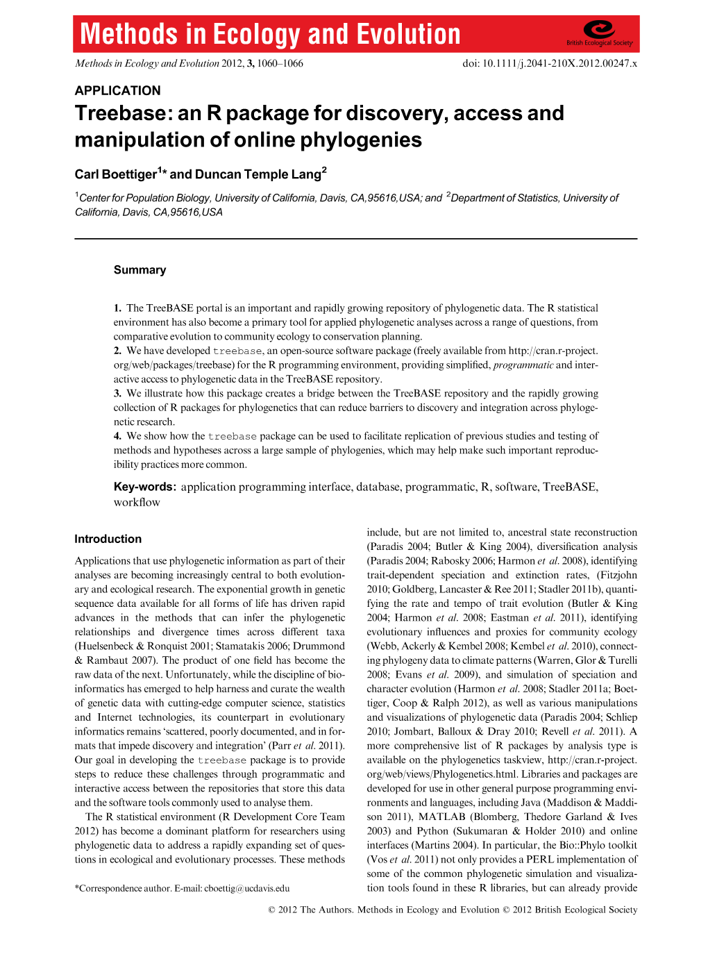 Treebase: an R Package for Discovery, Access and Manipulation of Online Phylogenies