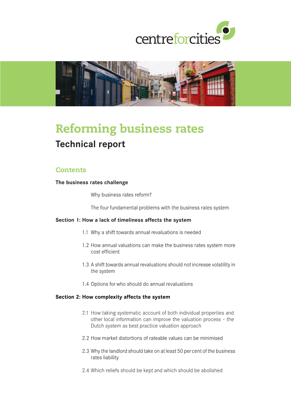 Reforming Business Rates Technical Report