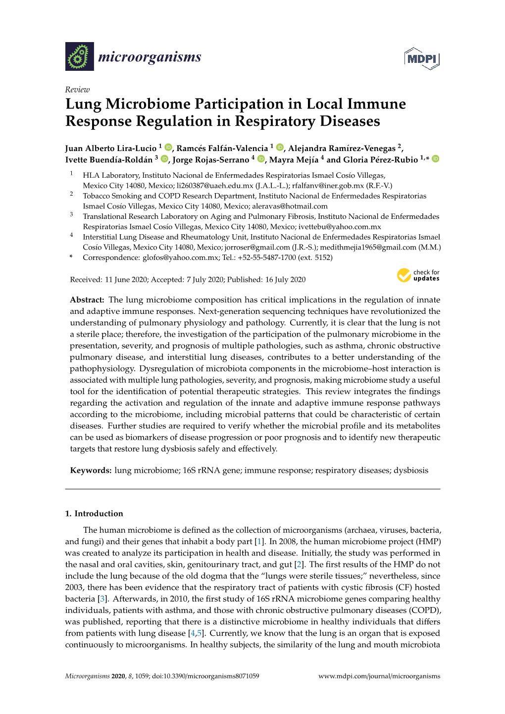 Lung Microbiome Participation in Local Immune Response Regulation in Respiratory Diseases