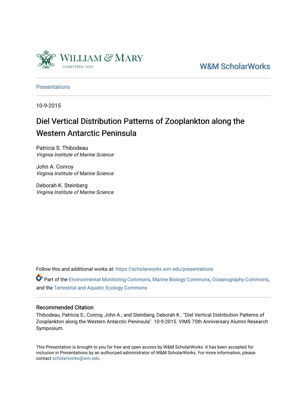 Diel Vertical Distribution Patterns of Zooplankton Along the Western Antarctic Peninsula