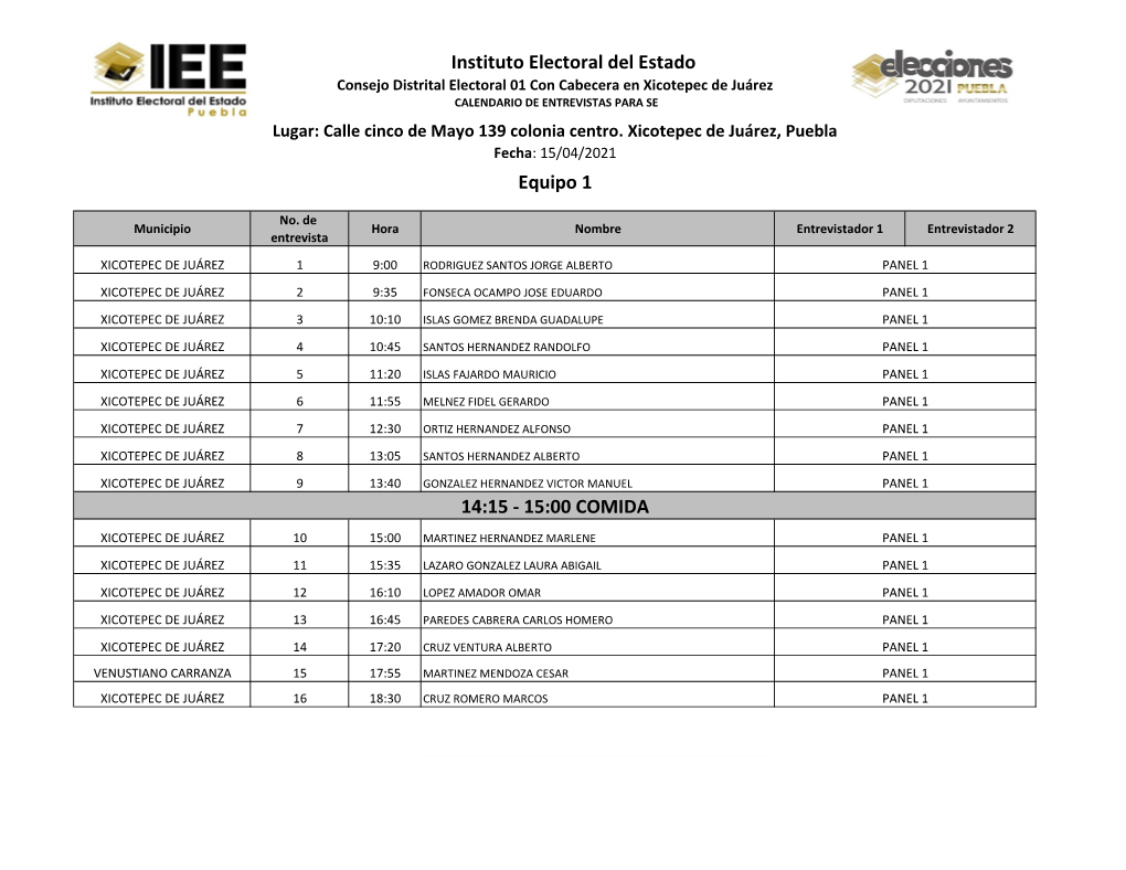 Lugar: Calle Cinco De Mayo 139 Colonia Centro. Xicotepec De Juárez, Puebla Fecha : 15/04/2021 Equipo 1