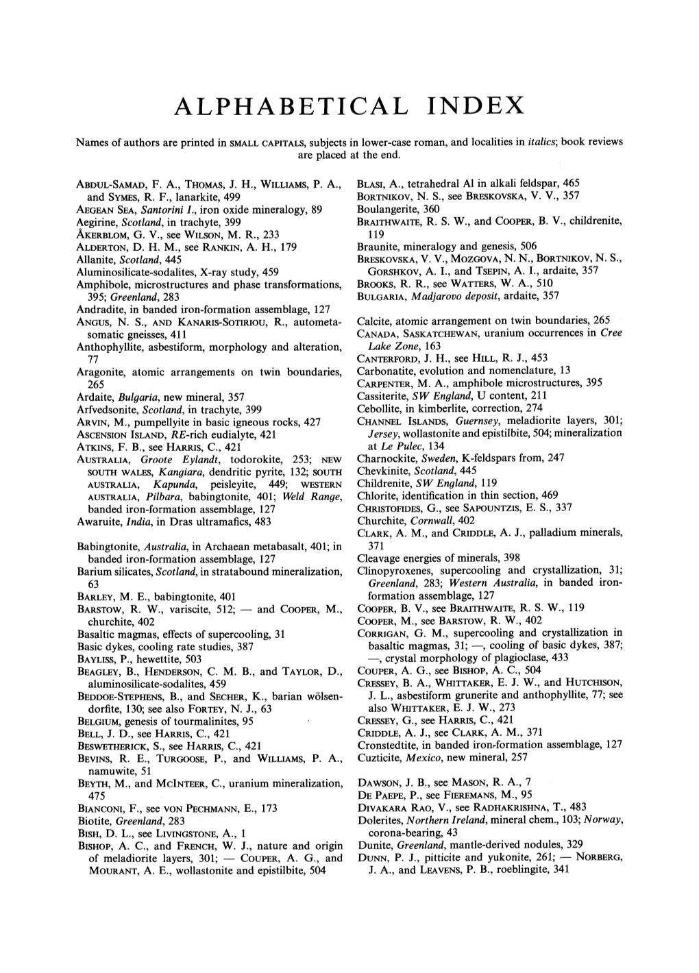 Alphab Etical Index