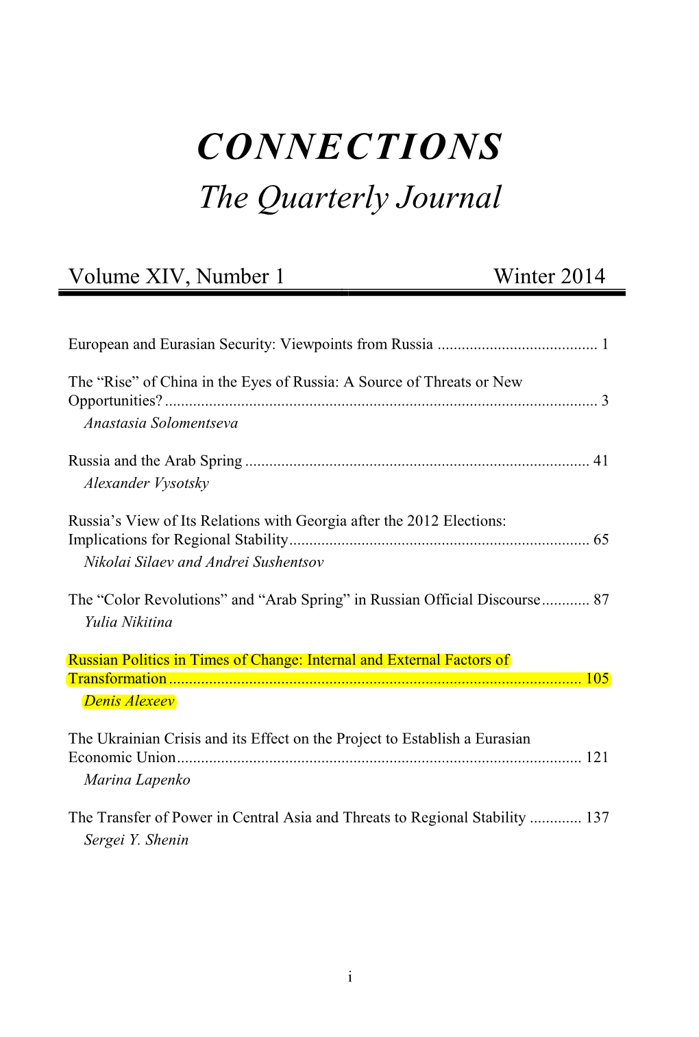 Russian Politics in Times of Change: Internal and External Factors of Transformation