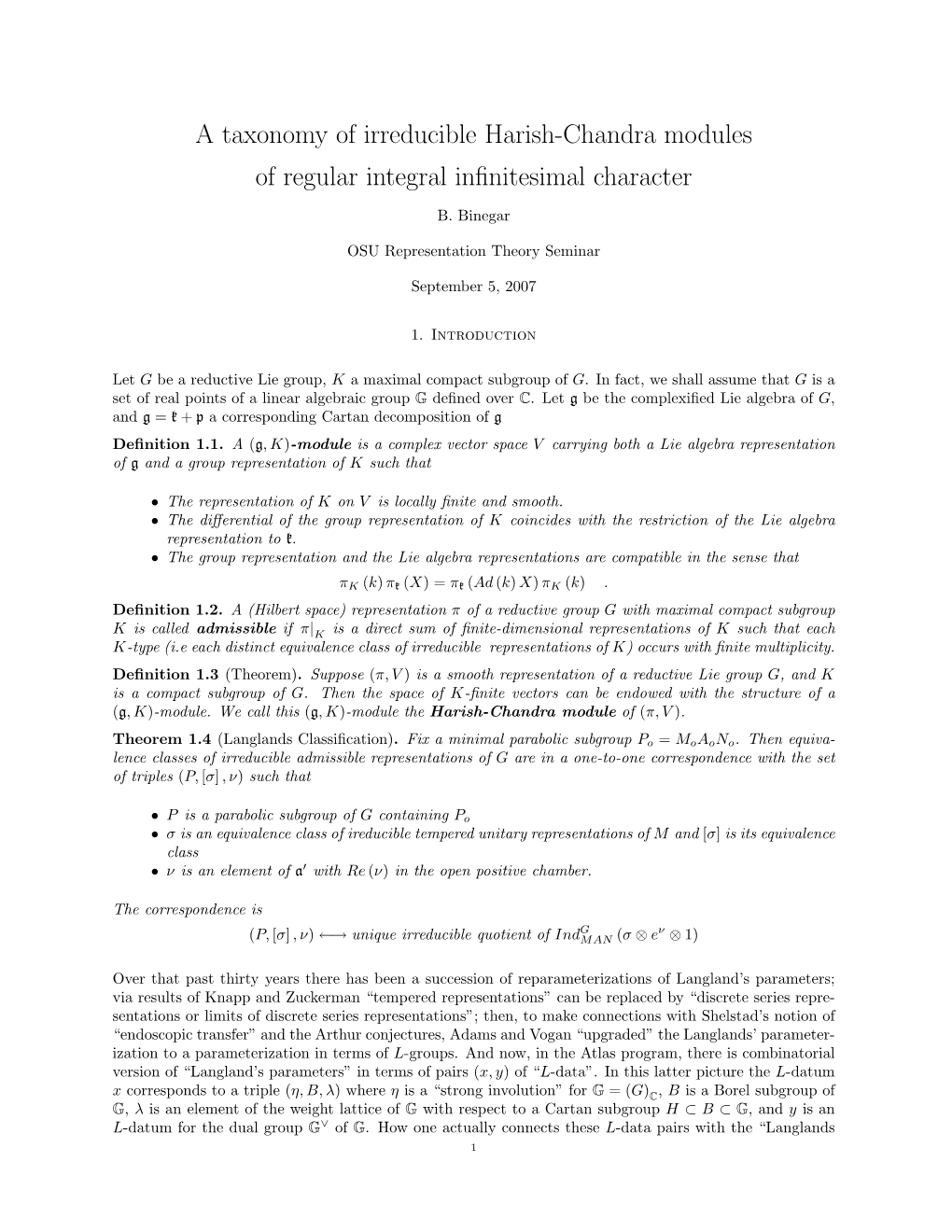 A Taxonomy of Irreducible Harish-Chandra Modules of Regular Integral Inﬁnitesimal Character