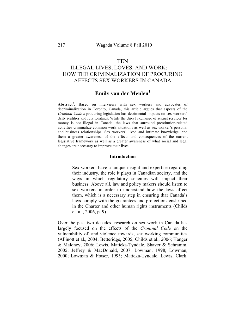 How the Criminalization of Procuring Affects Sex Workers in Canada