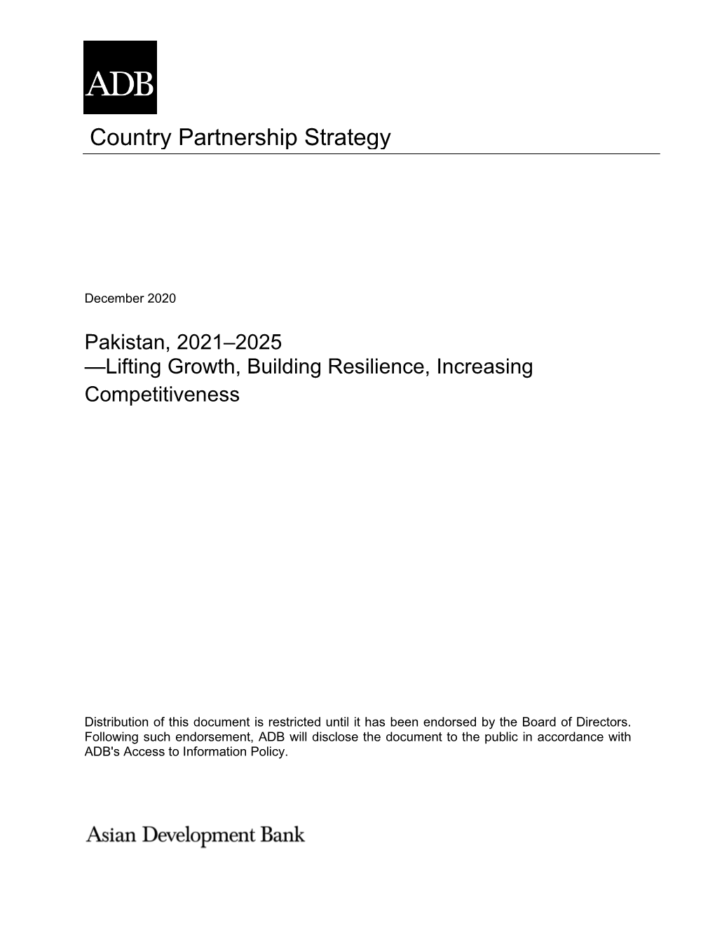 Pakistan: Country Partnership Strategy (2021–2025)