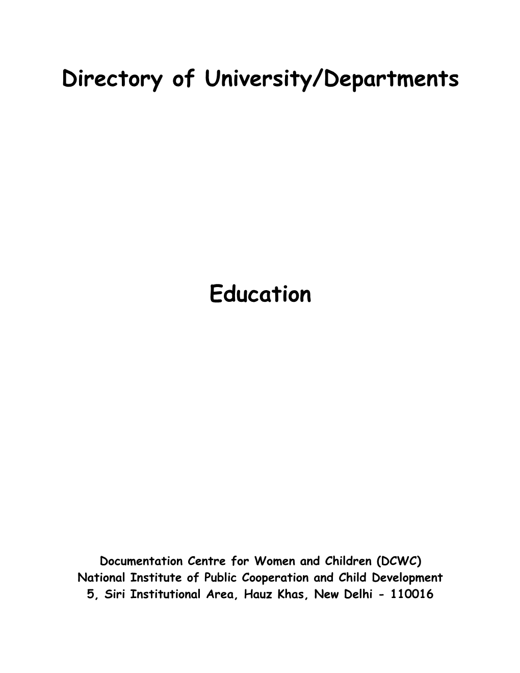 Directory of University/Departments-Education