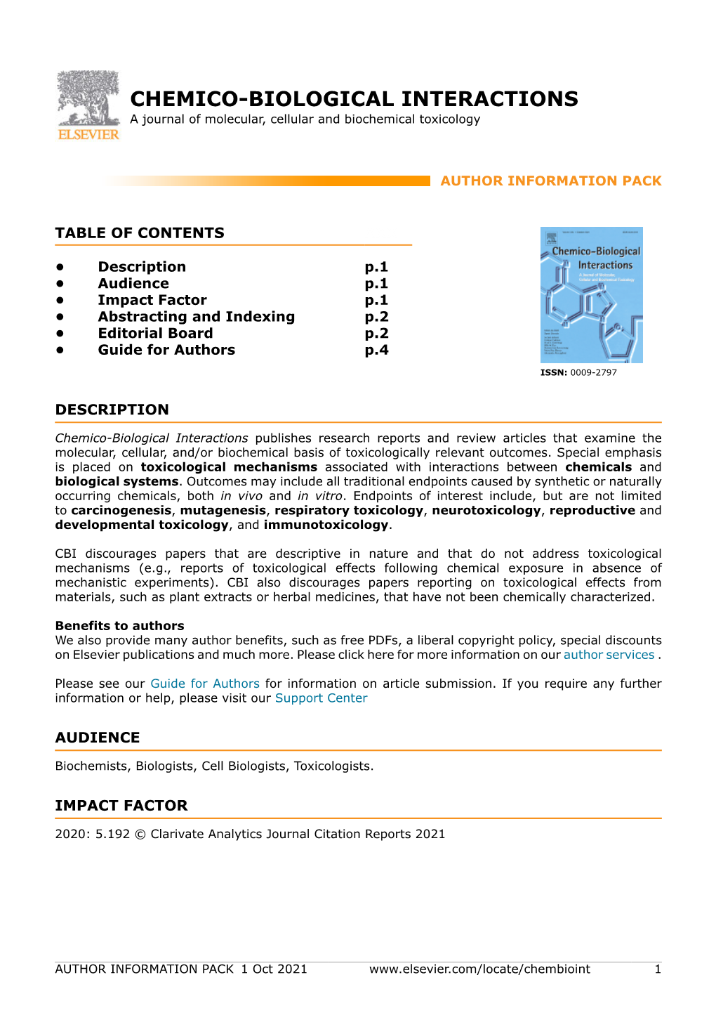 CHEMICO-BIOLOGICAL INTERACTIONS a Journal of Molecular, Cellular and Biochemical Toxicology