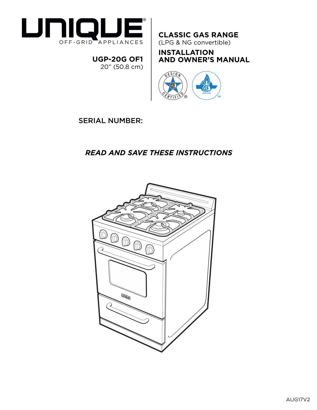 Ugp-20G Of1 Classic Gas Range Installation and Owner's