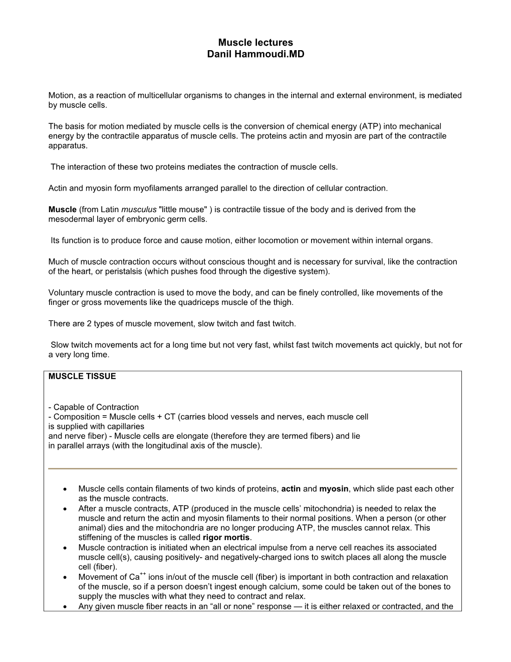 Muscle Lectures Danil Hammoudi.MD