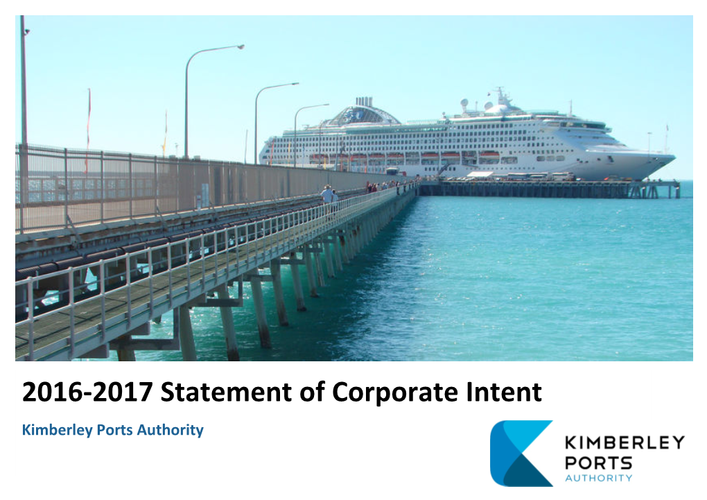 2016-2017 Statement of Corporate Intent Kimberley Ports Authority