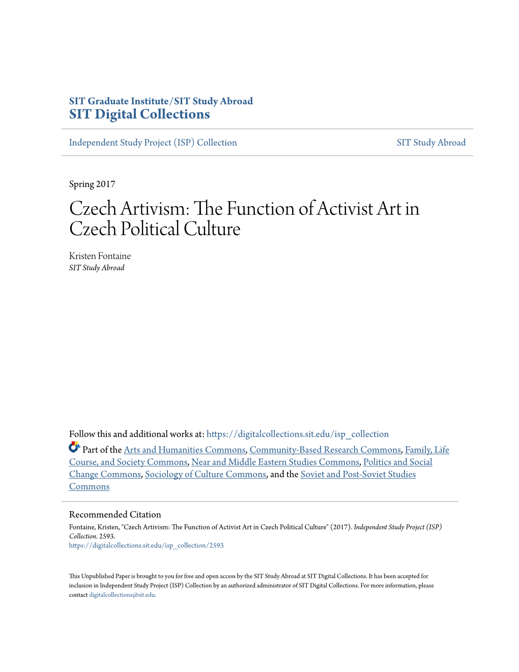 The Function of Activist Art in Czech Political Culture