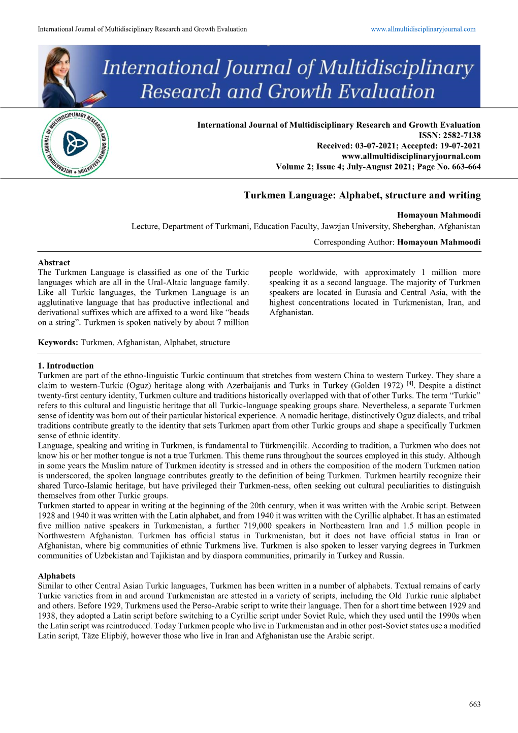 Turkmen Language: Alphabet, Structure and Writing