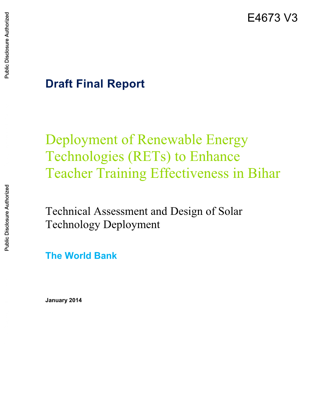 Technical Assessment and Design of Solar Technology Deployment