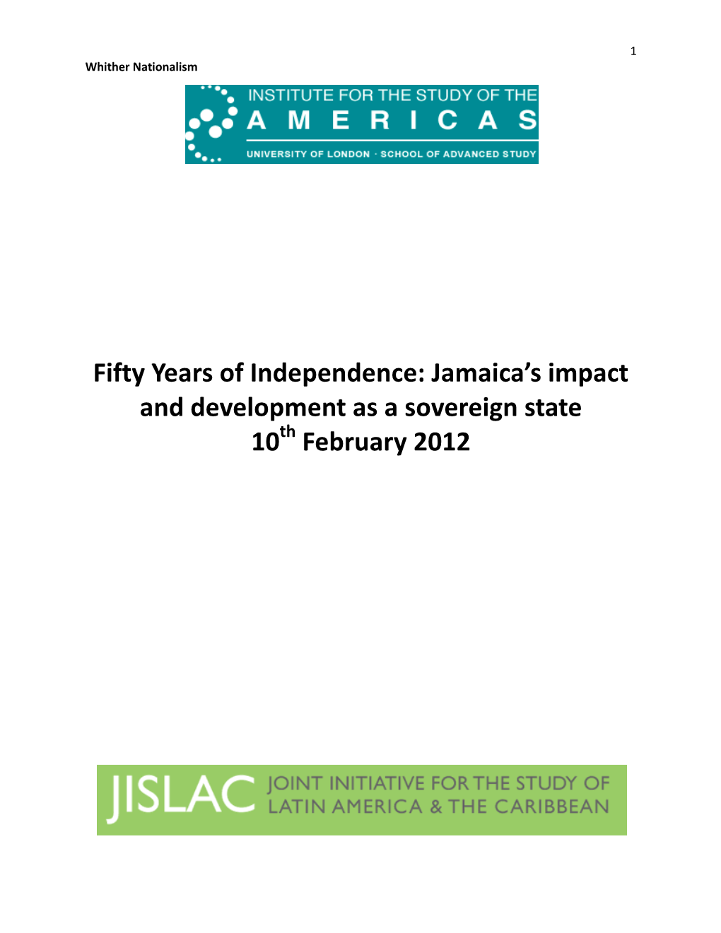 Fifty Years of Independence: Jamaica's Impact and Development