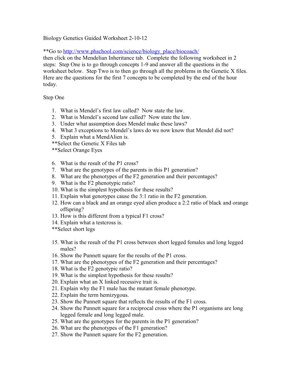 Biology Guided Worksheet Biology