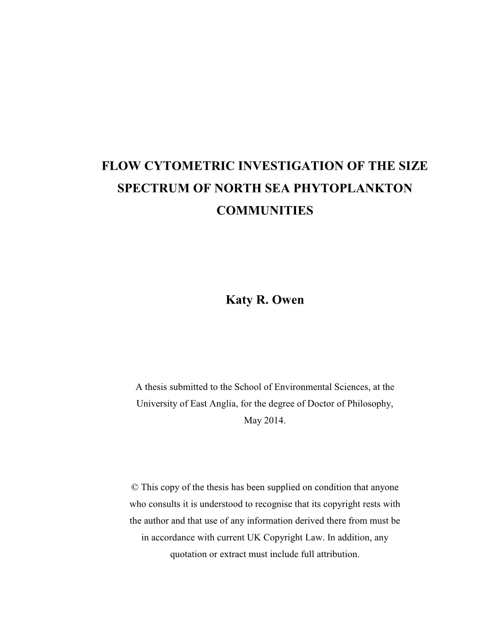 Flow Cytometric Investigation of the Size Spectrum of North Sea Phytoplankton Communities