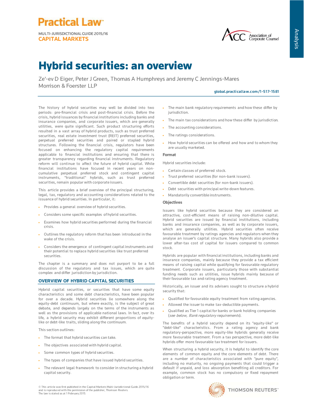 Hybrid Securities