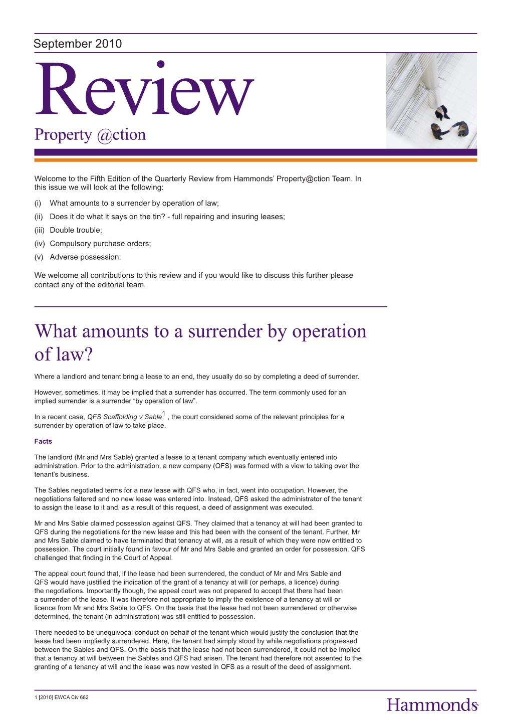 What Amounts to a Surrender by Operation of Law?