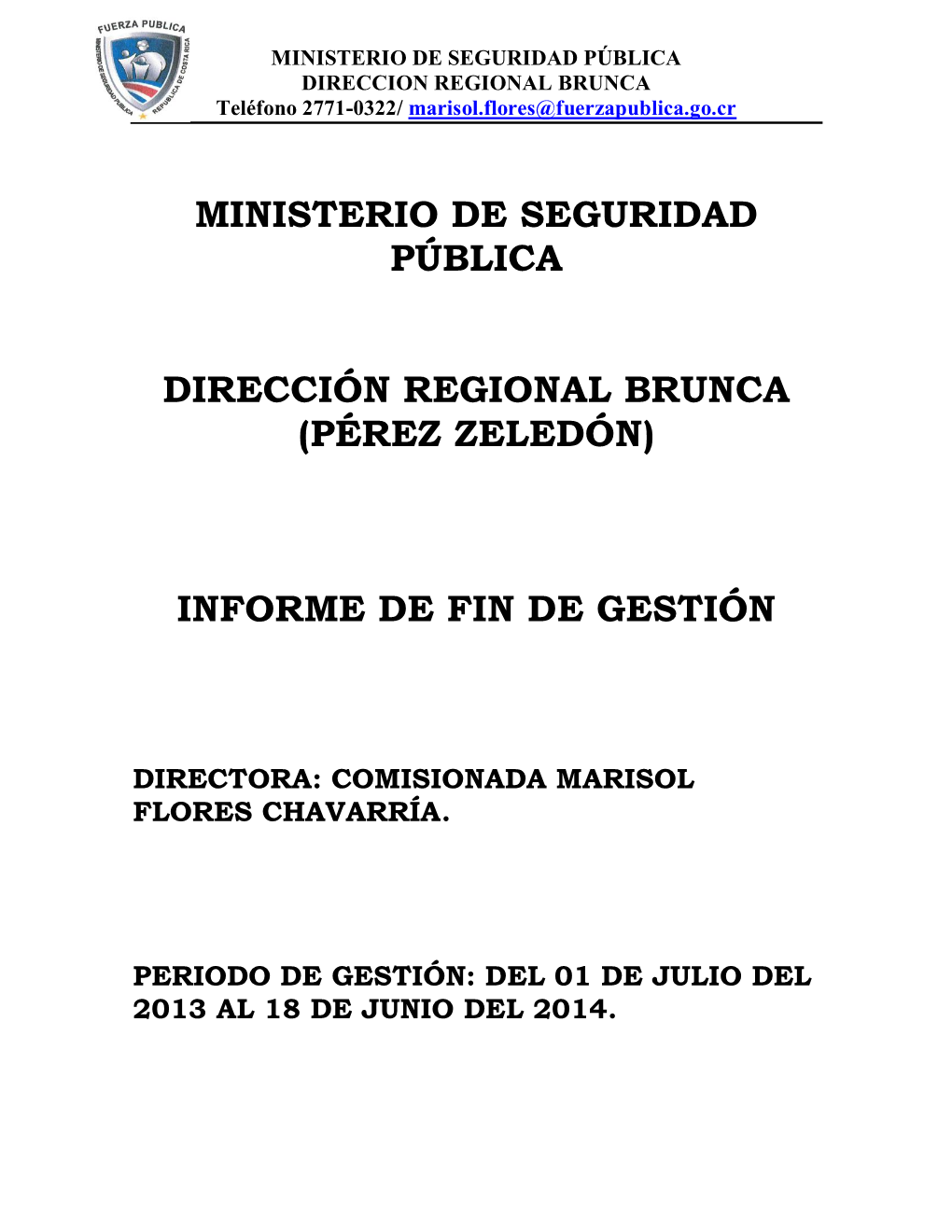 (Pérez Zeledón) Informe De Fin De Gestión