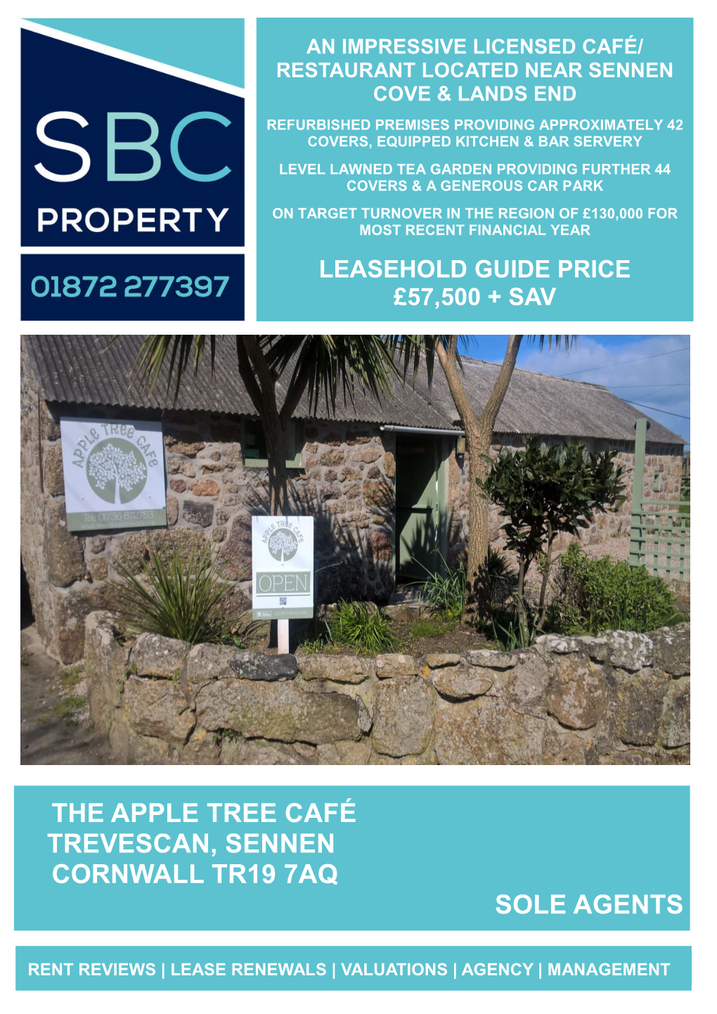 The Apple Tree Café Trevescan, Sennen Cornwall Tr19 7Aq Sole Agents