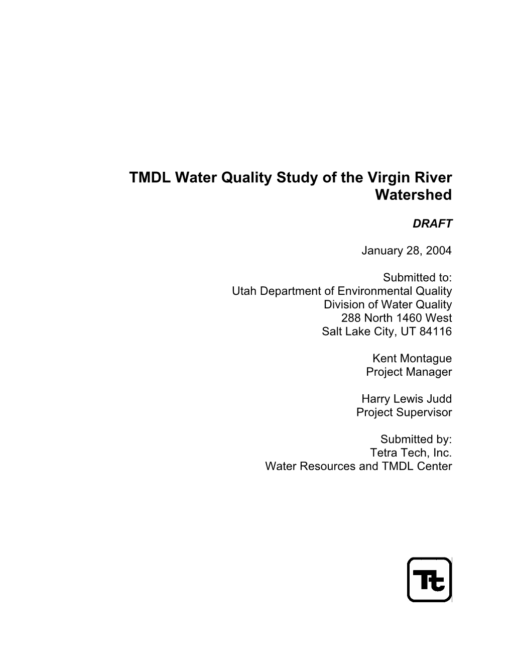 TMDL Water Quality Study of the Virgin River Watershed