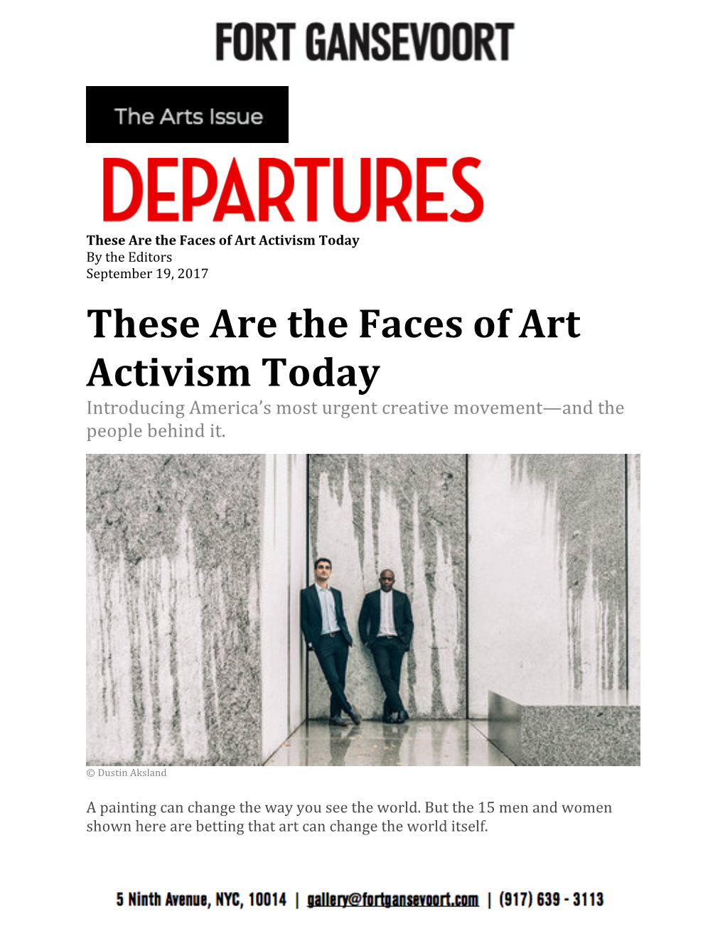The Art Issue: Departures These Are the Faces of Art Activism Today
