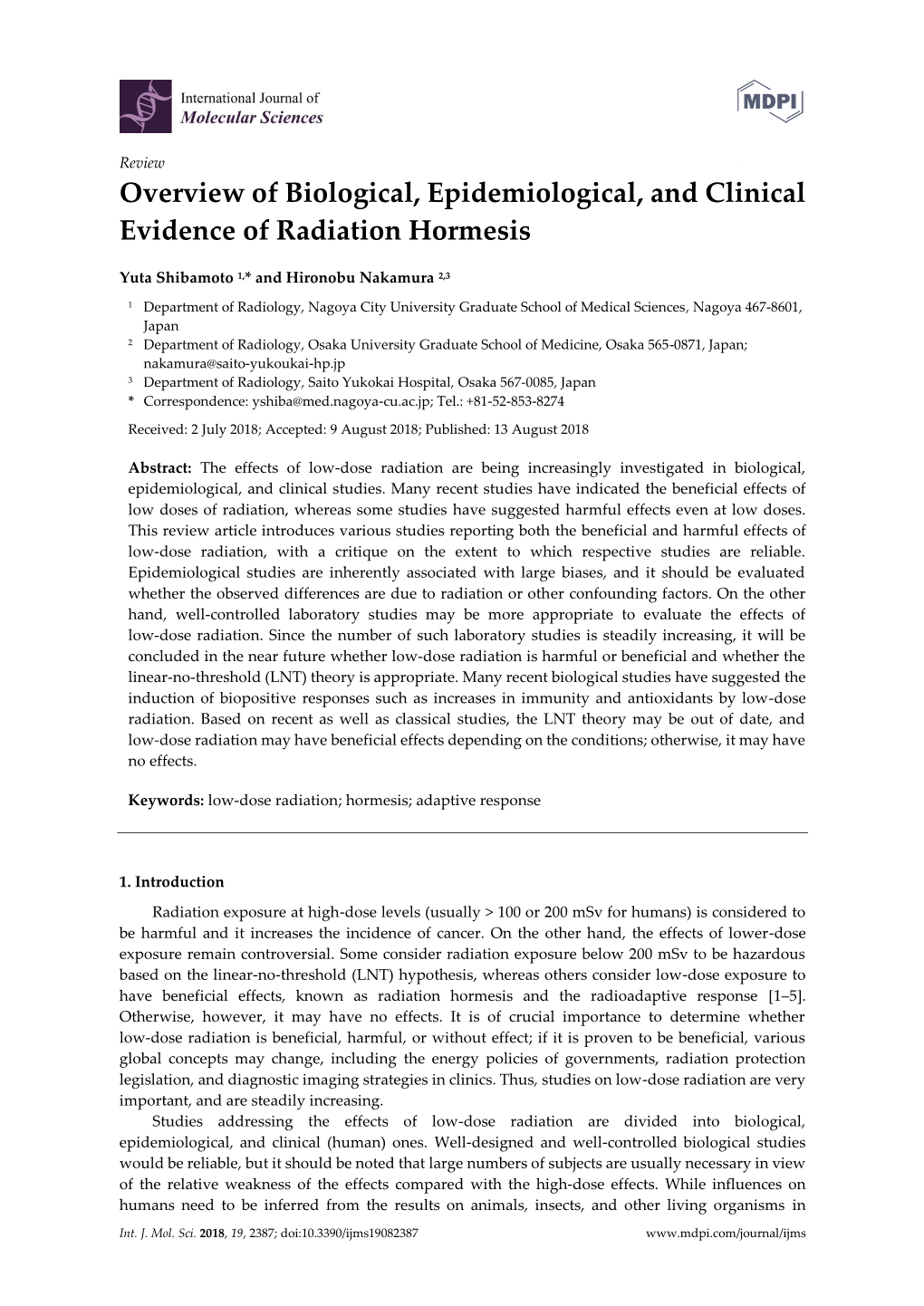 Overview of Biological, Epidemiological, and Clinical Evidence of Radiation Hormesis