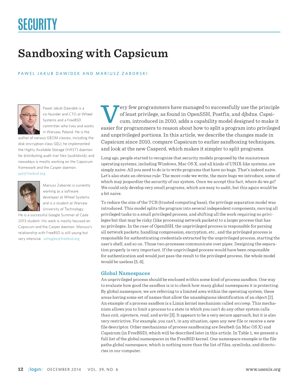 Sandboxing with Capsicum