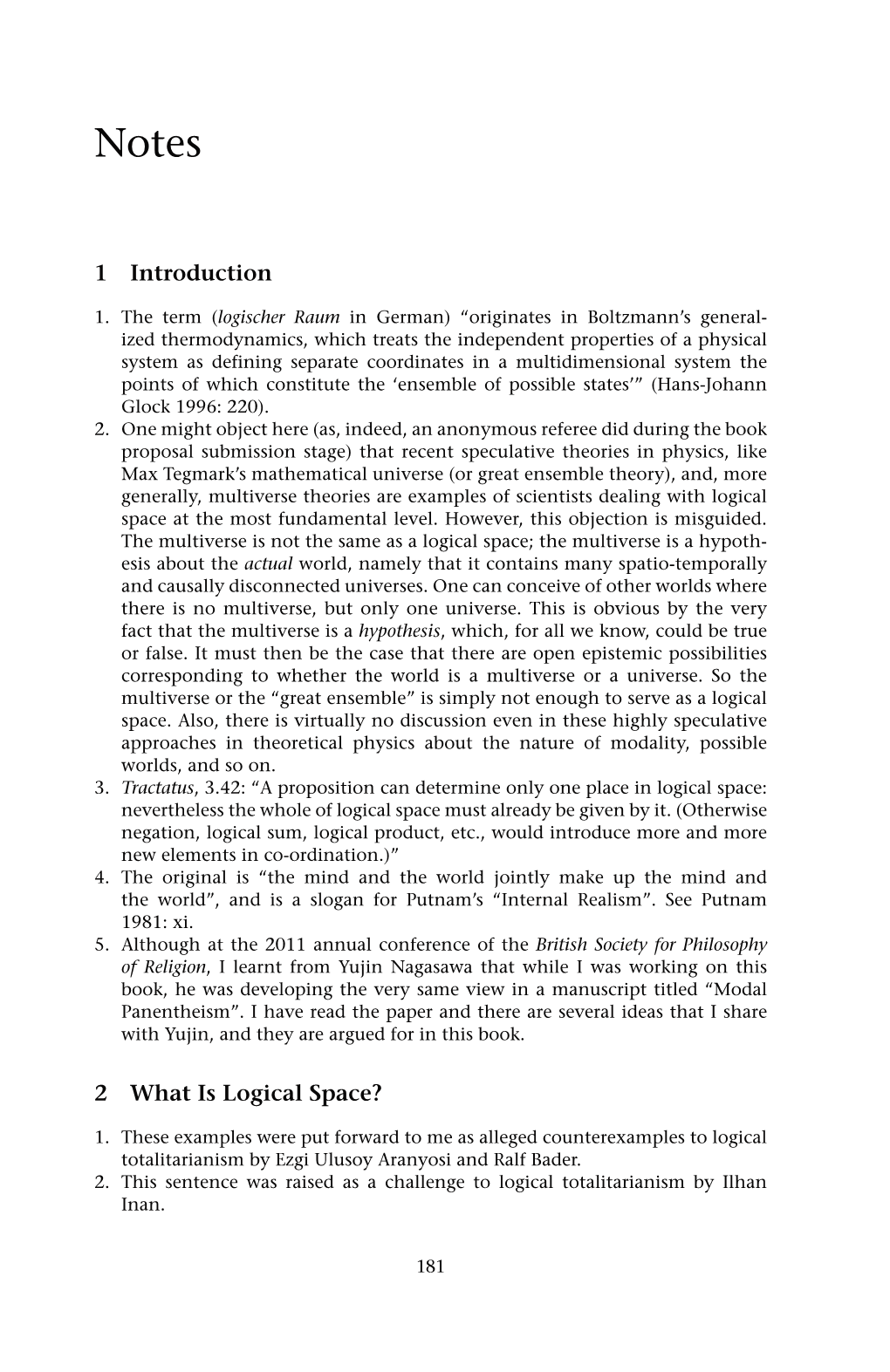 1 Introduction 2 What Is Logical Space?