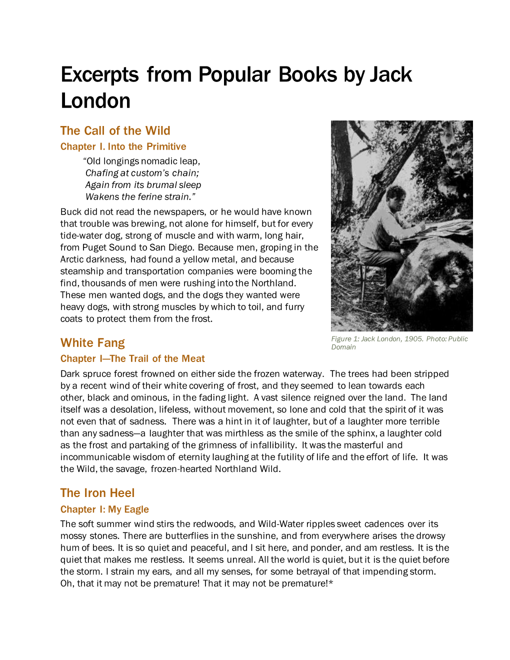 Excerpts from Popular Books by Jack London the Call of the Wild Chapter I