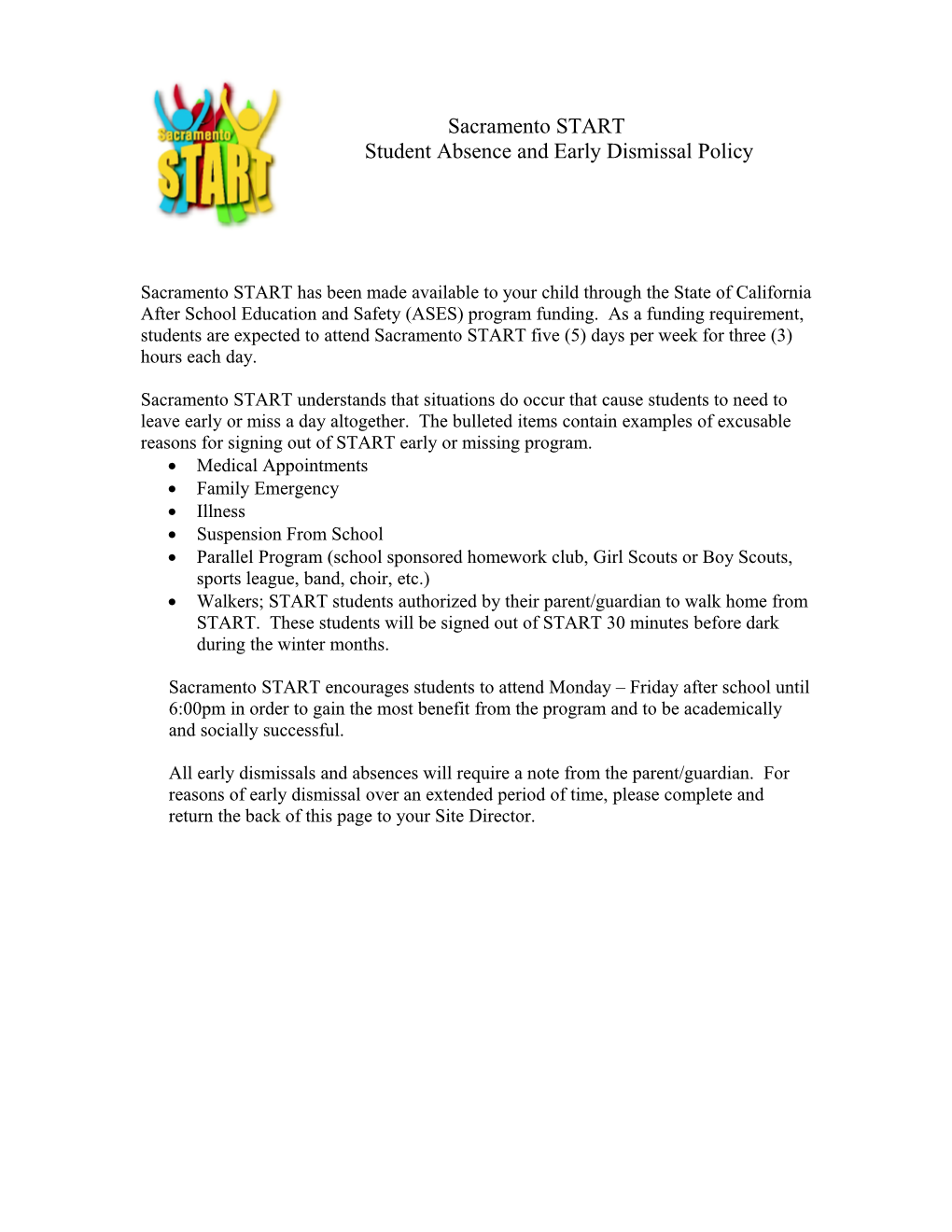 Student Absence and Early Dismissal Policy