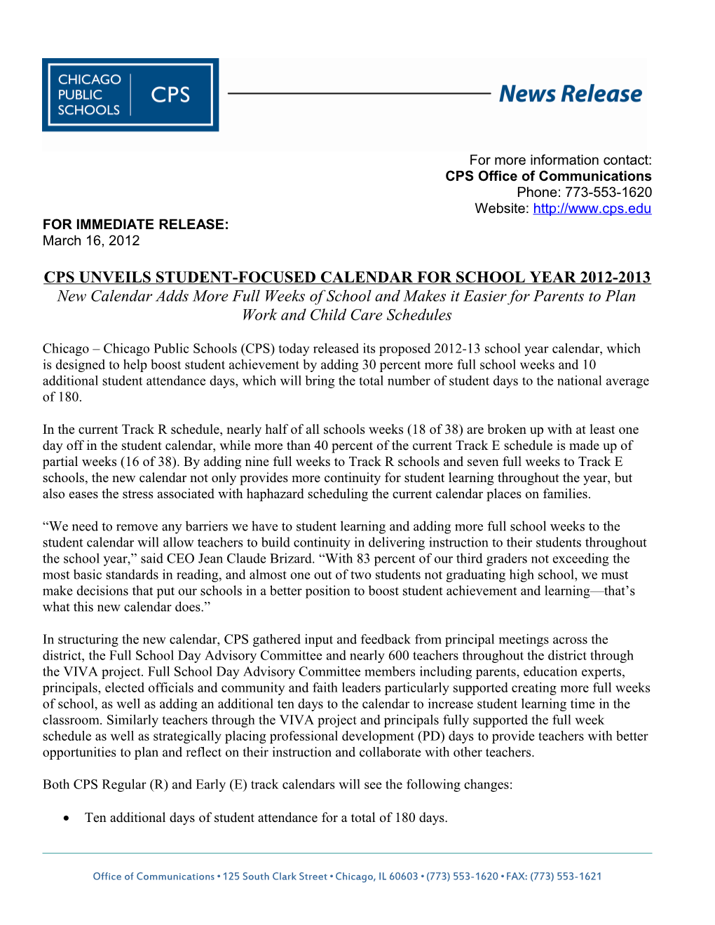 Chicago Public Schools - Press Release Page 2 of 2