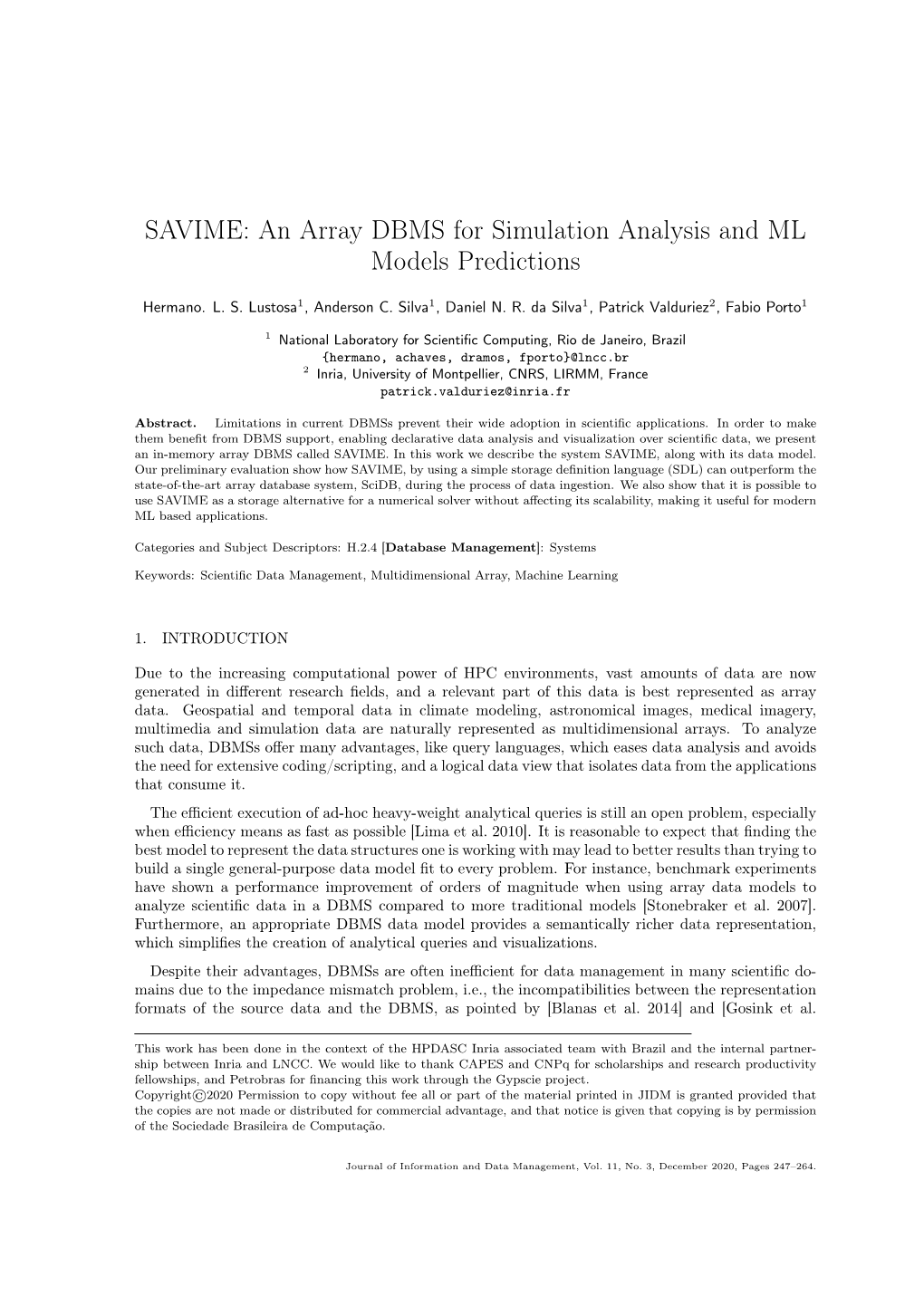 An Array DBMS for Simulation Analysis and ML Models Predictions