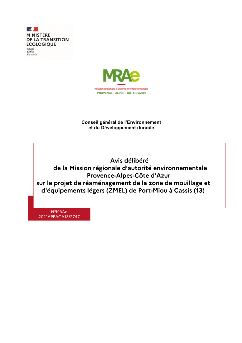 Avis Délibéré De La Mission Régionale D'autorité Environnementale