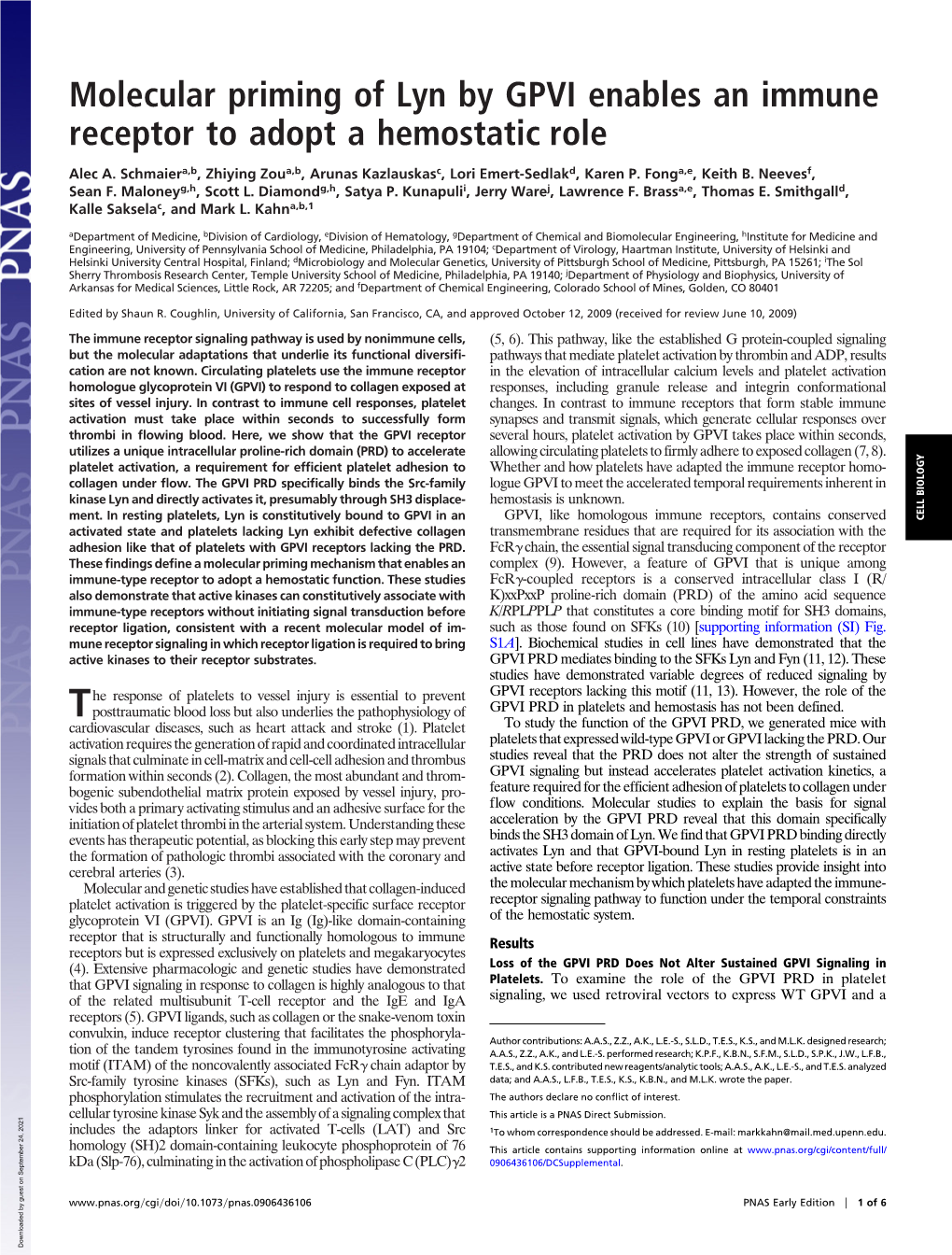 Molecular Priming of Lyn by GPVI Enables an Immune Receptor to Adopt a Hemostatic Role